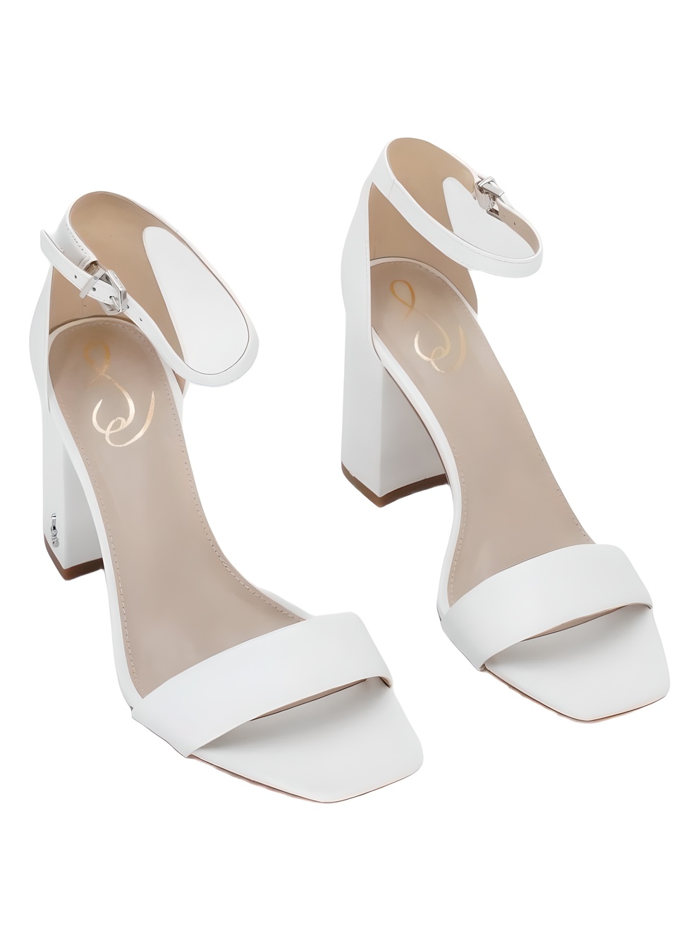 Sam Edelman Daniella Womens White Leather Ankle Strap Block Heel Sandals Size 9M